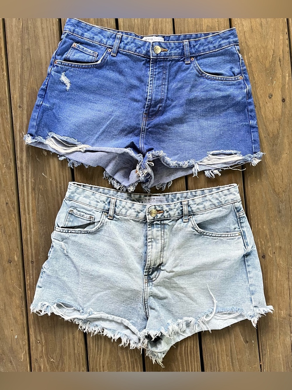 2 Pairs of Denim & Co shorts.  Size 16.  One faded, one darker, same style & cut